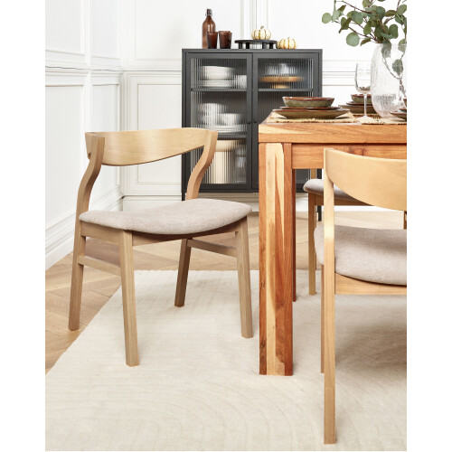 Beliani Set of 2 Dining Chairs MAROA Wood Beige 1