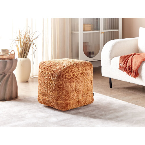 Beliani Pouffe SANAWAN Viscose Golden Brown 1