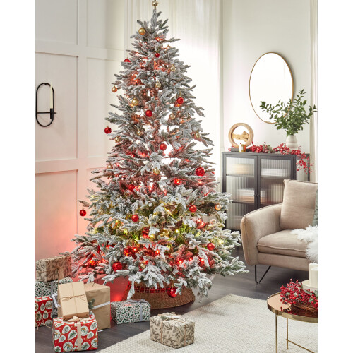 Beliani Artificial Snowy Christmas Tree BASSIE 240 cm White 1