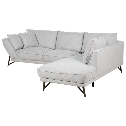 Beliani Corner Sofa 3 Seater ELGA Linen Light Grey Left Hand 1