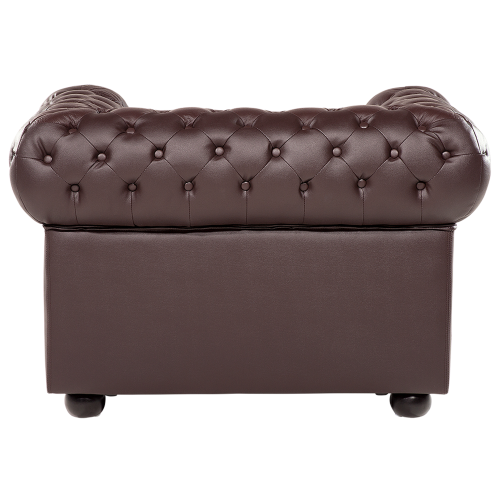 Beliani Armchair CHESTERFIELD Leather Brown 2