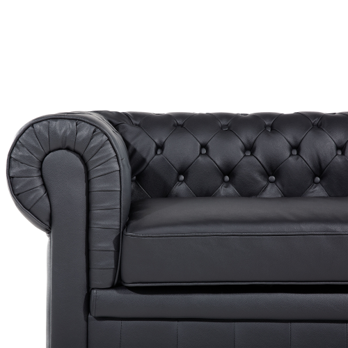 Beliani Sofa 3 Seater CHESTERFIELD Leather Black 1