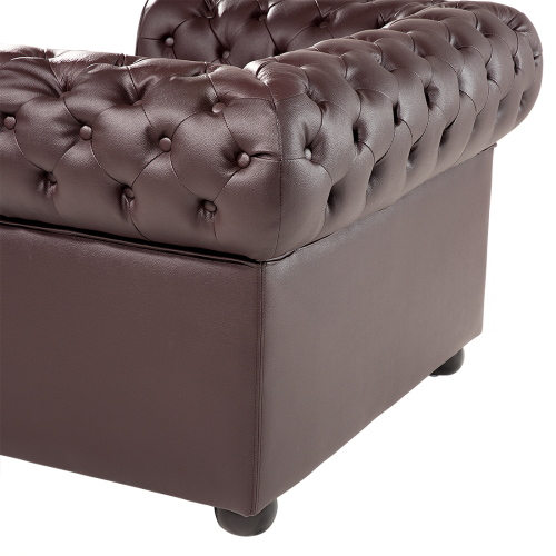Beliani Armchair CHESTERFIELD Leather Brown 1
