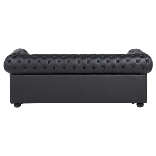 Beliani Sofa 3 Seater CHESTERFIELD Leather Black 2