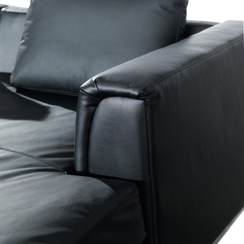 Beliani Corner Sofa 4 Seater OSLO Leather Black with Ottoman Left Hand 2