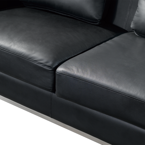 Beliani Corner Sofa 4 Seater OSLO Leather Black with Ottoman Left Hand 1