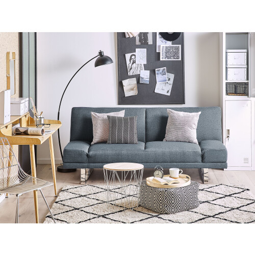 Beliani Sofa Bed 2 Seater YORK Fabric Blue 1