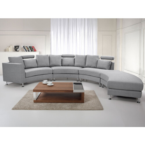 Beliani Curved Sofa 7 Seater ROTUNDE Fabric Light Grey 1
