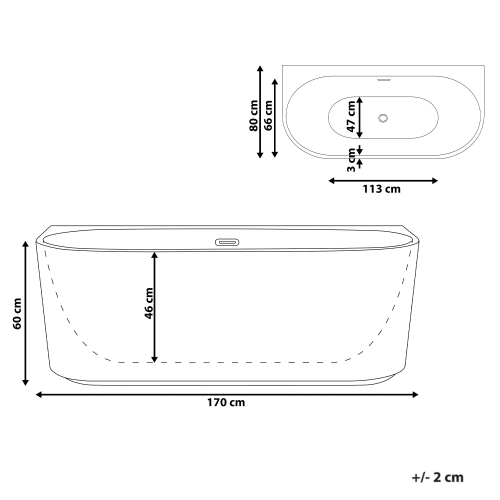 Beliani Bathtub GOCTA 1700 x 800 mm White 2