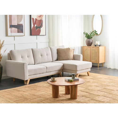 Beliani Sofa Bed 3 Seater SIRO Fabric Light Beige with Storage Left Hand 1