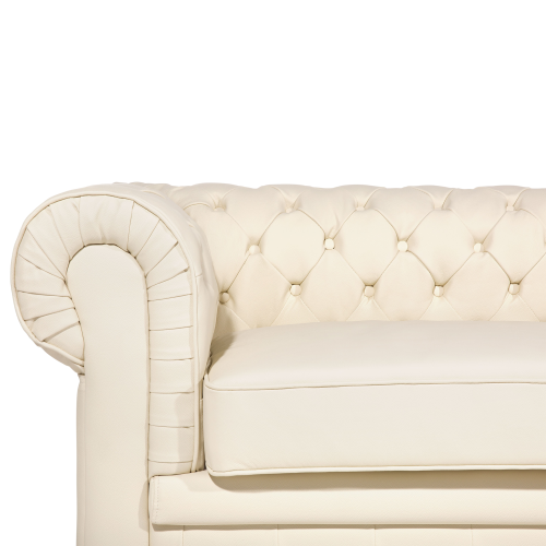 Beliani Sofa 3 Seater CHESTERFIELD Leather Light Beige 1