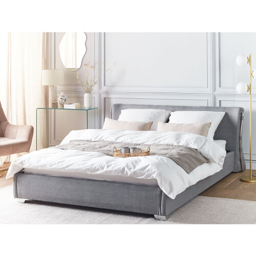 Beliani Bed Fabric PARIS 160 x 200 cm (EU King Size) Grey 1