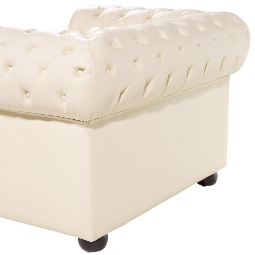 Beliani Armchair CHESTERFIELD Leather Light Beige 1