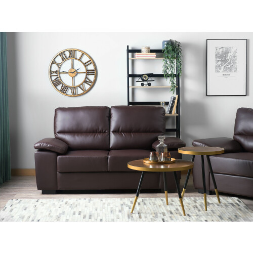 Beliani Sofa 2 Seater VOGAR Faux Leather Dark Brown 1