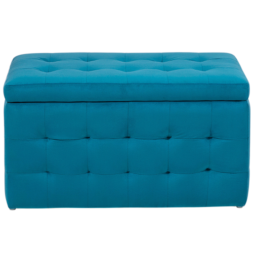 Beliani Storage Ottoman MICHIGAN Velvet Turquoise 1