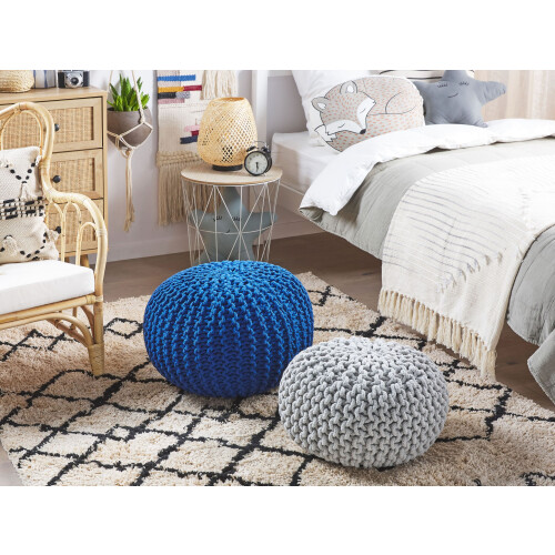 Beliani Pouffe CONRAD Cotton Navy Blue 1