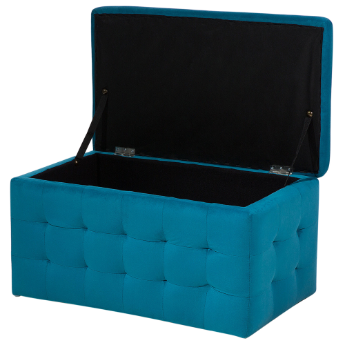 Beliani Storage Ottoman MICHIGAN Velvet Turquoise 2