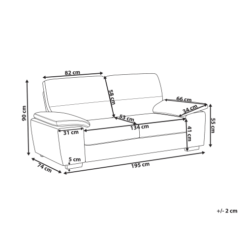 Beliani Sofa 3 Seater VOGAR Faux Leather Off-White 2