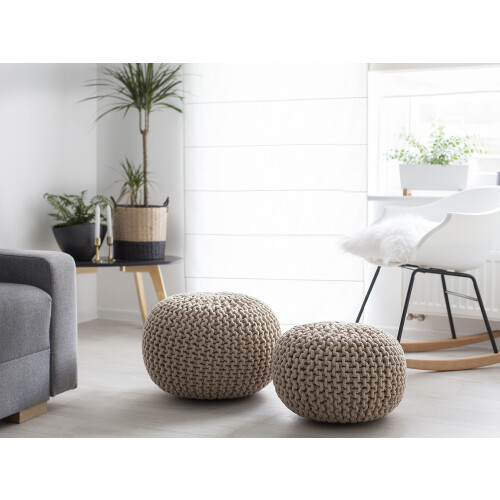 Beliani Pouffe CONRAD Cotton Light Beige 1
