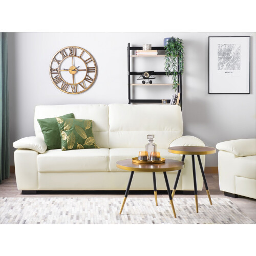 Beliani Sofa 3 Seater VOGAR Faux Leather Off-White 1