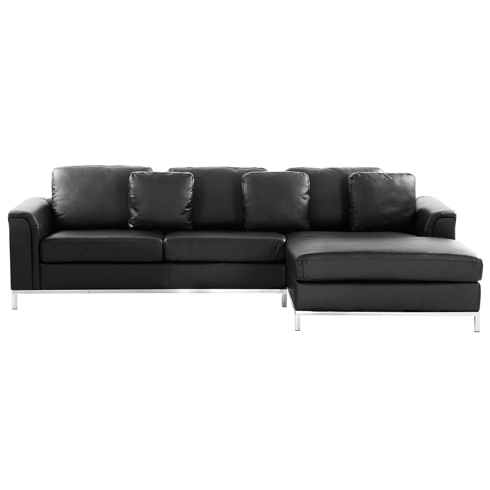 Corner Sofa 4 Seater OSLO Leather Black Left Hand