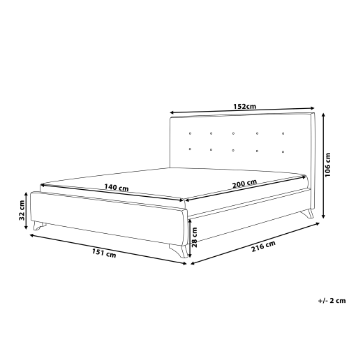 Beliani Bed Fabric AMBASSADOR 140 x 200 cm (EU Double) Beige 2