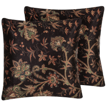 Set of 2 Decorative Cushions KARUR Cotton 45 x 45 cm Brown Floral Pattern