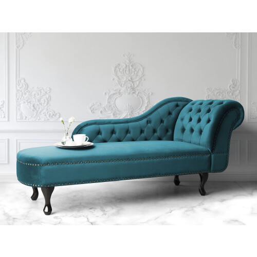 Beliani Right-Hand Chaise Longue NIMES Velvet Teal 1