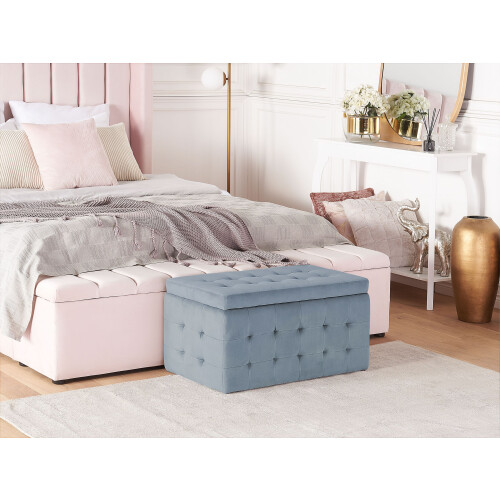 Beliani Storage Ottoman MICHIGAN Velvet Light Grey 1