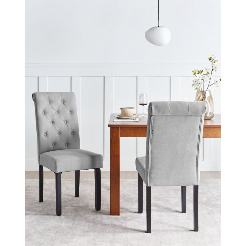 Beliani Set of 2 Dining Chairs VELVA Fabric Grey 1