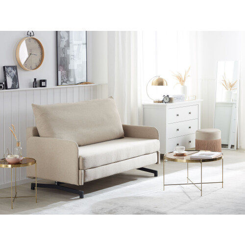Beliani Sofa Bed 2 Seater BELFAST Fabric Beige 1