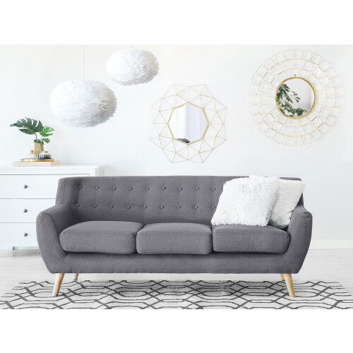Beliani Sofa 3 Seater MOTALA Fabric Light Grey 2