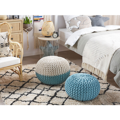 Beliani Pouffe CONRAD Cotton Light Blue 1