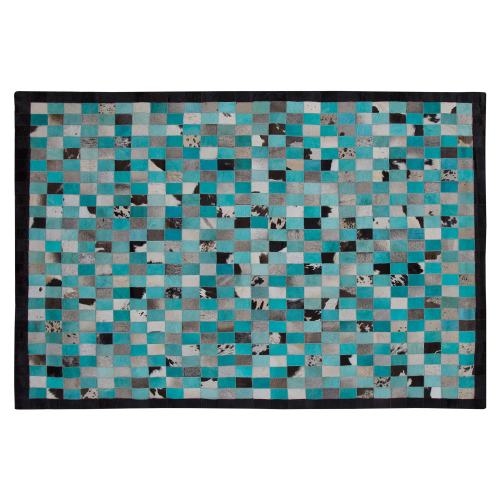 Beliani Rug NIKFER Blue 140 x 200 cm Leather 1