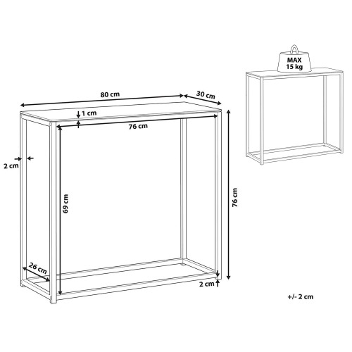 Beliani Console Table DELANO Tempered Glass Marble/ Black 2