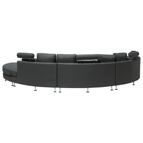 Beliani Curved Sofa 7 Seater ROTUNDE Fabric Dark Grey 2