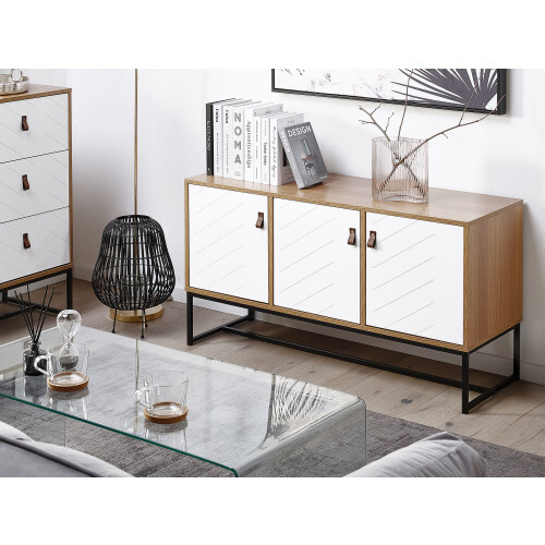 Beliani Cabinet NUEVA Light Brown/ White 2