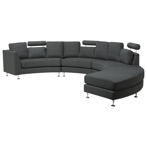 Beliani Curved Sofa 7 Seater ROTUNDE Fabric Dark Grey 1