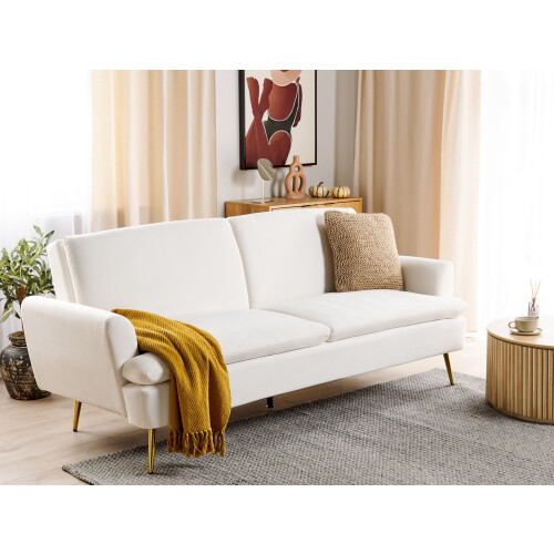 Beliani Sofa Bed 3 Seater VETTRE Velvet Off-White 1