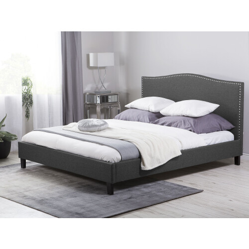 Beliani Bed Fabric MONTPELLIER 180 x 200 cm (Super King) Dark Grey 1