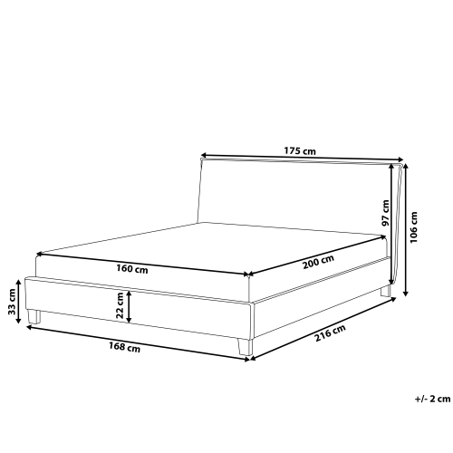 Beliani Bed Fabric SENNEZ 160 x 200 cm (EU King Size) Light Grey 2