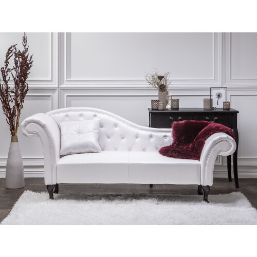 Beliani Left-Hand Chaise Longue LATTES Faux Leather White 1