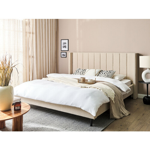 Beliani Bed Boucle VILLETTE 180 x 200 cm (EU Super King) Beige 1