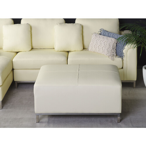 Beliani Ottoman OSLO Leather Light Beige 1