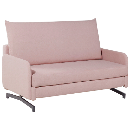Beliani Sofa Bed 2 Seater BELFAST Fabric Pink 1