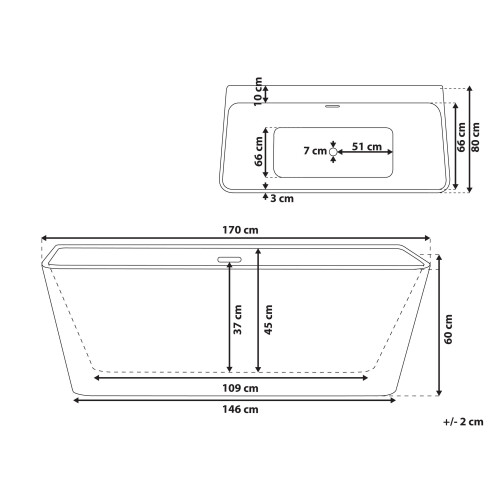 Beliani Bathtub HASSEL 1700 x 800 mm White 2