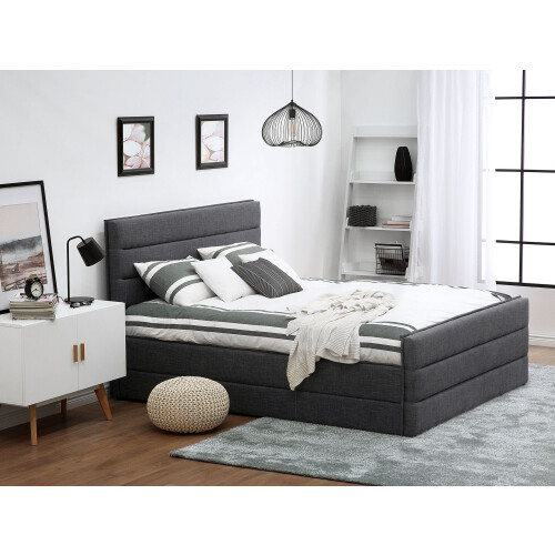 Beliani Bed Fabric VALBONNE 160 x 200 cm (EU King) Dark Grey 1