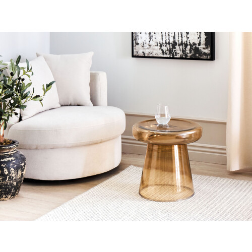 Beliani Side Table CALDERA Glass Golden Brown 1