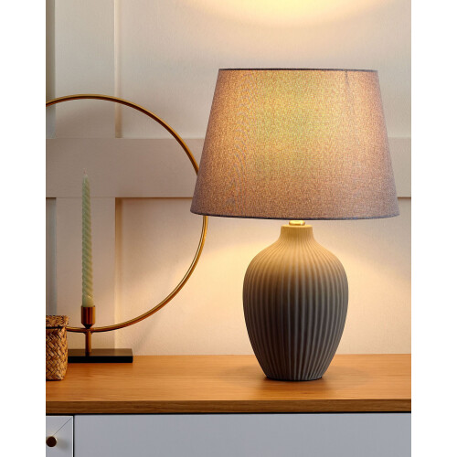Beliani Table Lamp FERGUS Ceramic Grey 1