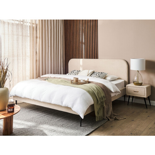 Beliani Bed Boucle FLAYAT 180 x 200 cm (EU Super King) Light Beige 1